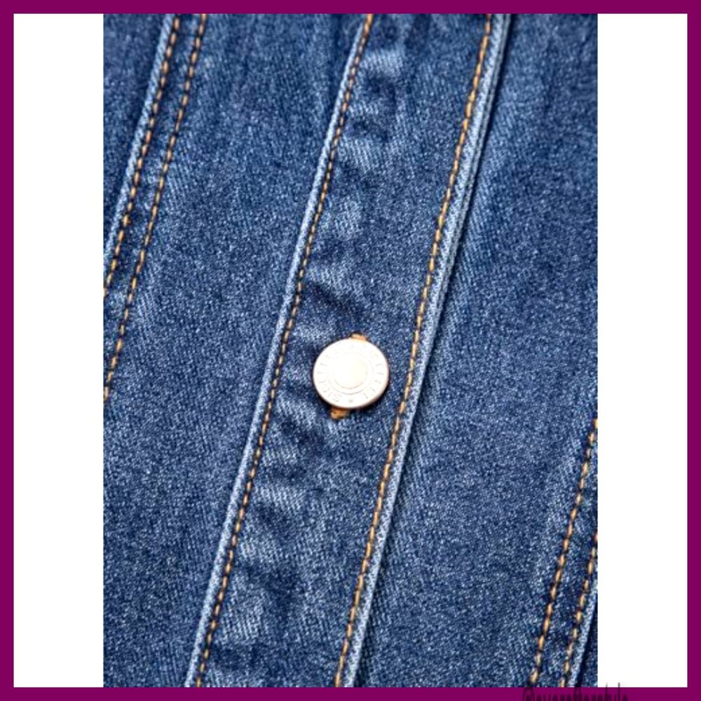 Oversized Denim Shacket, Ruffled Button Down, Cot… - image 6